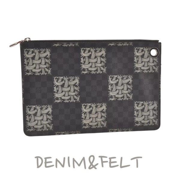 LOUIS VUITTON Christopher Nemeth Damier Graphite Canvas Pochette Jour PM Clutch - Picture 1 of 16